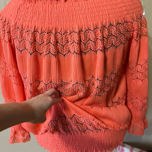 Simply Styled Orange Women's Off The Shoulder Stretch Knit Blouse L Colorful - Picture 5 of 10